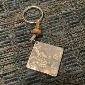 Silver Keychain with 'Shoot for the Moon' Design